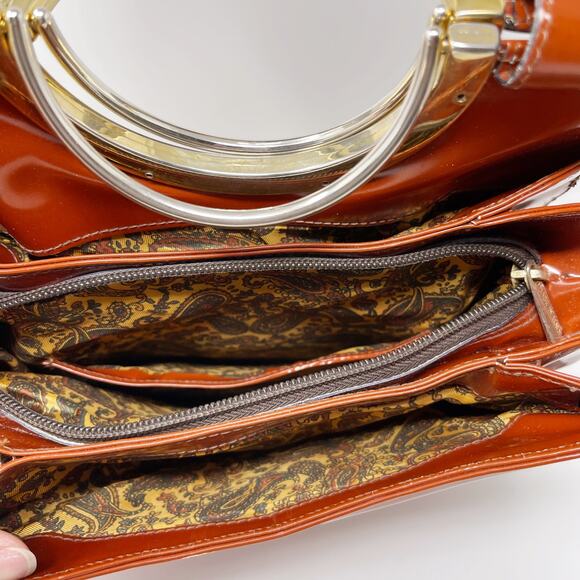 Talja Genuine Leather Handcrafted Italian Embossed Horse Pattern Bag Tan Brown - Picture 9 of 14